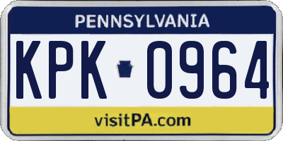 PA license plate KPK0964