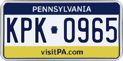 PA license plate KPK0965