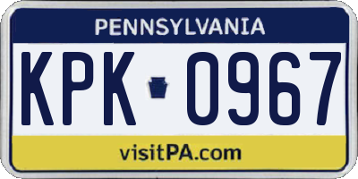 PA license plate KPK0967
