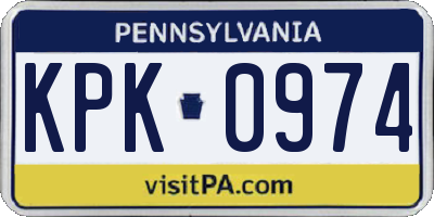 PA license plate KPK0974