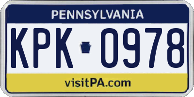 PA license plate KPK0978