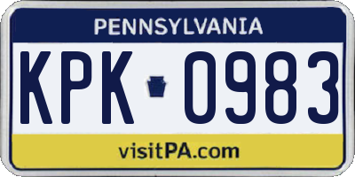 PA license plate KPK0983