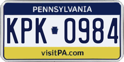 PA license plate KPK0984