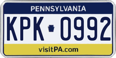 PA license plate KPK0992
