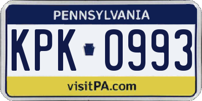 PA license plate KPK0993
