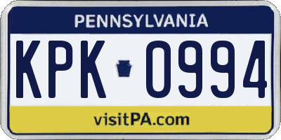 PA license plate KPK0994