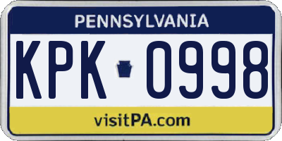 PA license plate KPK0998
