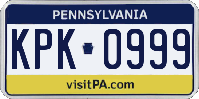 PA license plate KPK0999