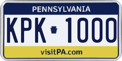 PA license plate KPK1000