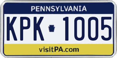 PA license plate KPK1005