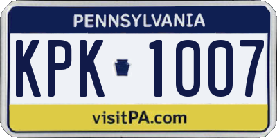 PA license plate KPK1007