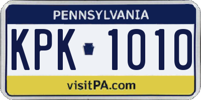 PA license plate KPK1010