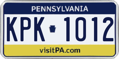 PA license plate KPK1012