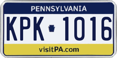 PA license plate KPK1016