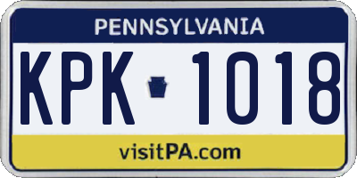 PA license plate KPK1018