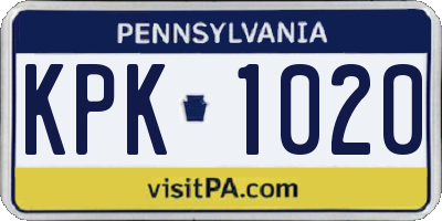 PA license plate KPK1020