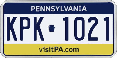 PA license plate KPK1021
