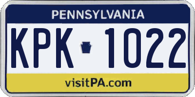 PA license plate KPK1022