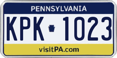 PA license plate KPK1023