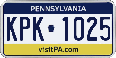 PA license plate KPK1025
