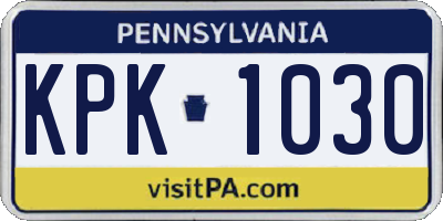 PA license plate KPK1030