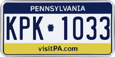 PA license plate KPK1033