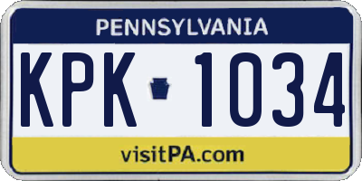 PA license plate KPK1034