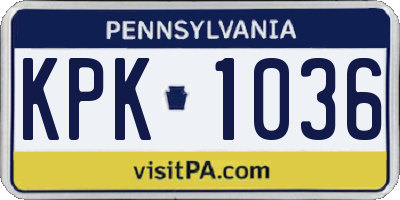 PA license plate KPK1036