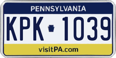 PA license plate KPK1039