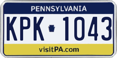 PA license plate KPK1043