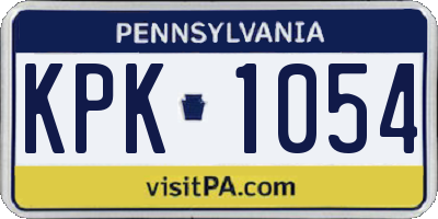 PA license plate KPK1054