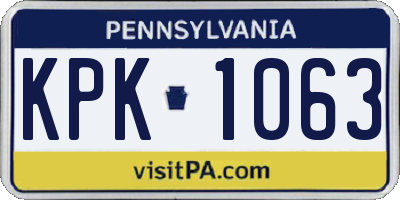 PA license plate KPK1063