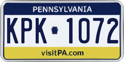 PA license plate KPK1072