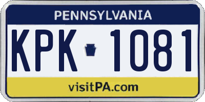 PA license plate KPK1081