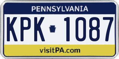 PA license plate KPK1087