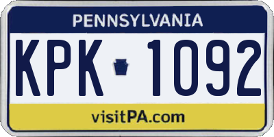 PA license plate KPK1092