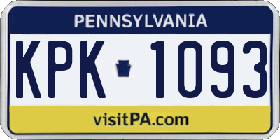 PA license plate KPK1093