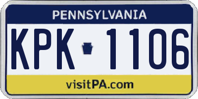 PA license plate KPK1106