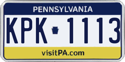 PA license plate KPK1113
