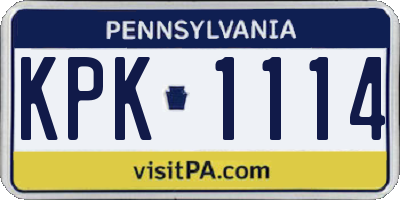 PA license plate KPK1114