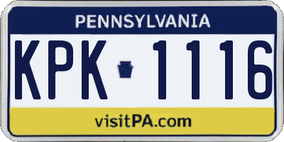 PA license plate KPK1116