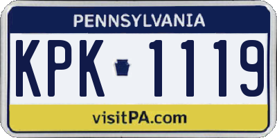 PA license plate KPK1119