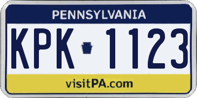 PA license plate KPK1123