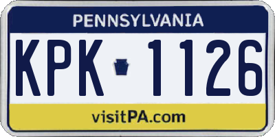 PA license plate KPK1126