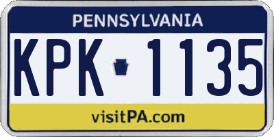 PA license plate KPK1135