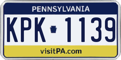 PA license plate KPK1139