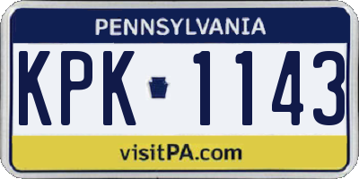 PA license plate KPK1143