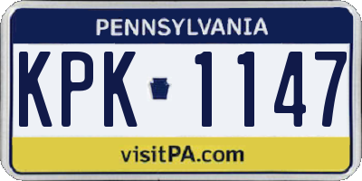 PA license plate KPK1147