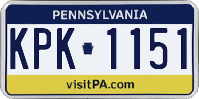 PA license plate KPK1151