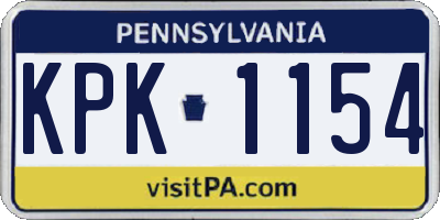 PA license plate KPK1154